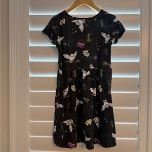 Harry Potter Kids Black Dress with Owl and Star Print